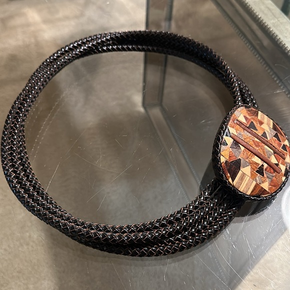 Margarita Barrera brown leather & wooden belt - Picture 3 of 6